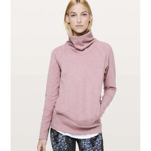 Lululemon Sweatshirt Womens 4‎ Pink High Lines Pullover Heather Funnel Neck